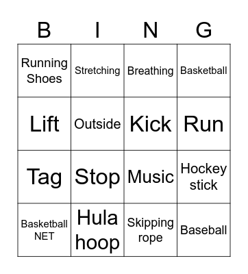 Sports and Movement Bingo Card