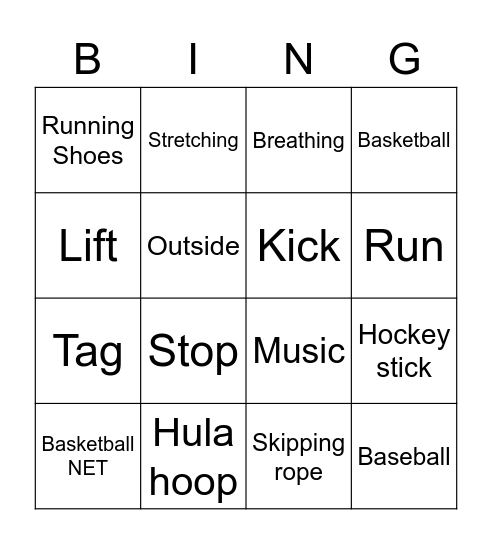 Sports and Movement Bingo Card