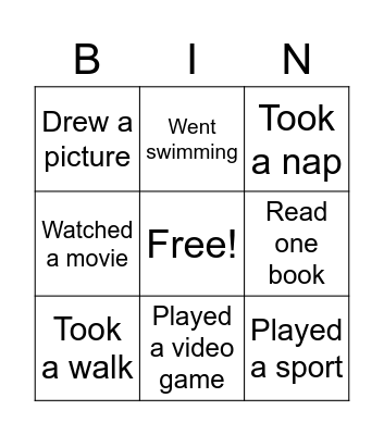 2nd & 3rd Summer Bingo Card