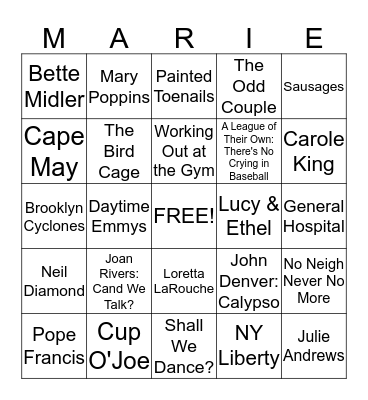 Happy Birthday Bingo Card