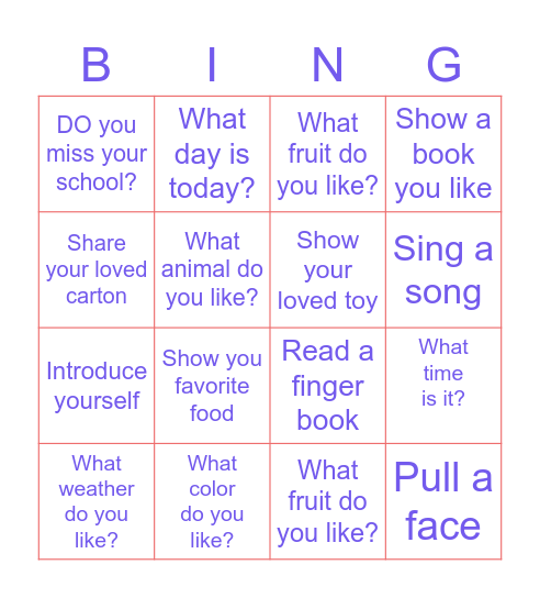 K4C Bingo Card