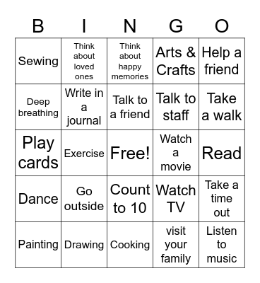 Summer Camp Bingo Card