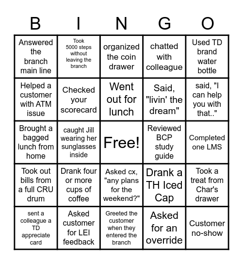 Branch BINGO Card