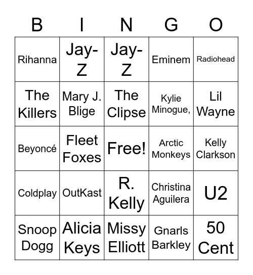 MUSIC - 2000's Bingo Card
