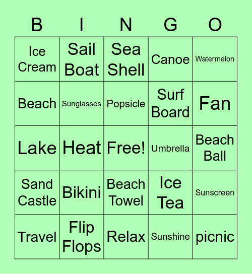 Summer Bingo Card