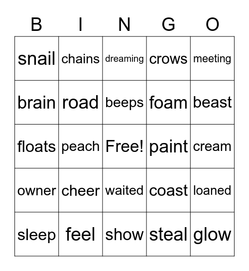 Long Vowel Digraphs Bingo Card