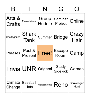 REACH Summer Seminar Bingo Card