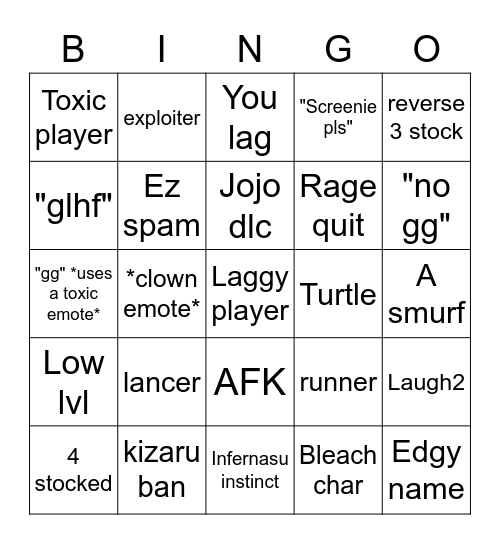 Aba bingo Card