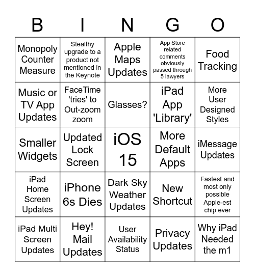 WWDC 2021: H-E-B Bingo Card