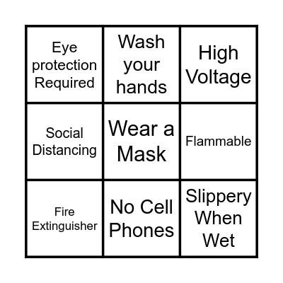 Safety Sign Bingo Card