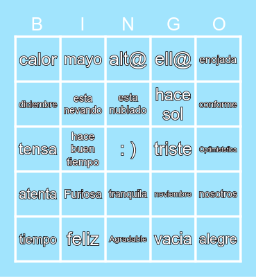 spanish bingo Card