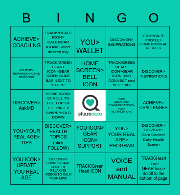 SHARECARE BINGO!! Bingo Card