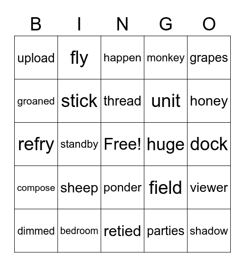 Vowel Sounds Bingo Card