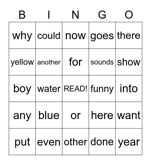 2nd Grade Sight Words Bingo Card