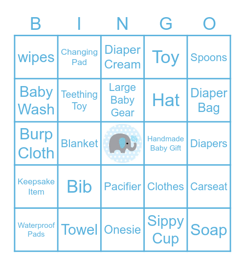 Baby Shower Bingo Card