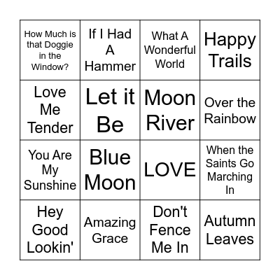 Name that Tune! Bingo Card