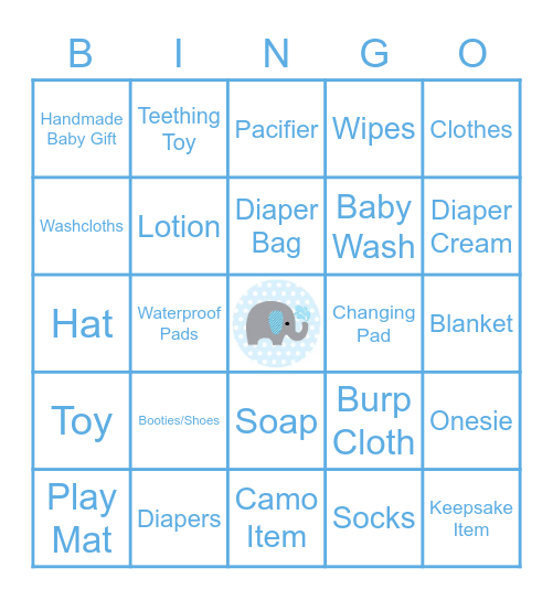 Baby Shower Bingo Card