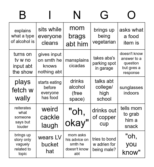 Clarence Bingo Card