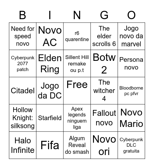 E3 2021 gehrman Bingo Card