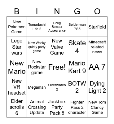 E3 BINGO Card