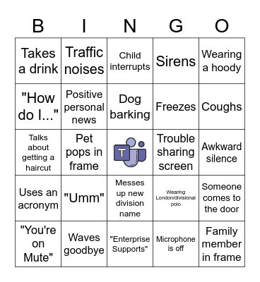 Microsoft Teams Bingo Card