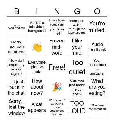 Zoom Call Bingo Card