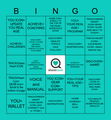 SHARECARE BINGO!! Bingo Card