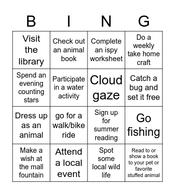 Summer reading bingo! Bingo Card