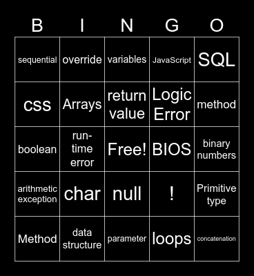 CodeHS Bingo Card