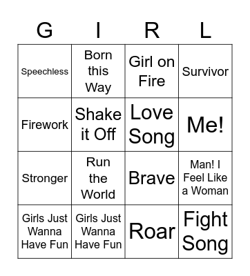 Girl Power Bingo Card