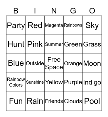 Rainbow Bingo Card