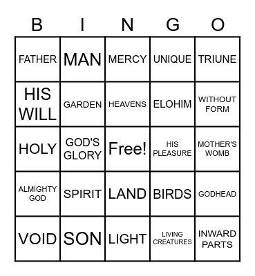 Lord I Want To Know You - The Creator Bingo Card