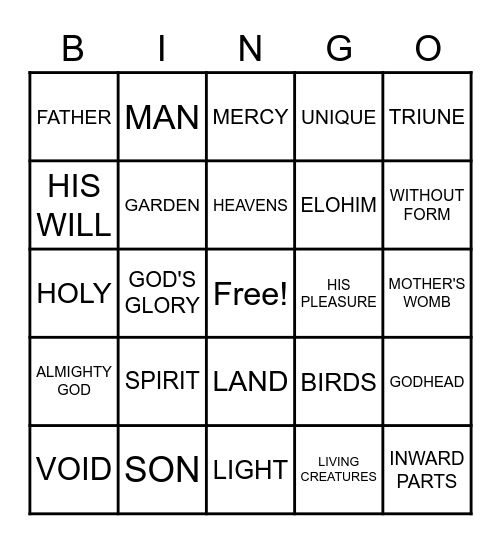 Lord I Want To Know You - The Creator Bingo Card