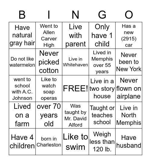 Mphs. Charlrston Club Bingo Card