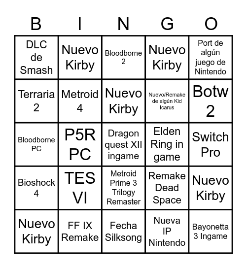 E3 Bingo Card