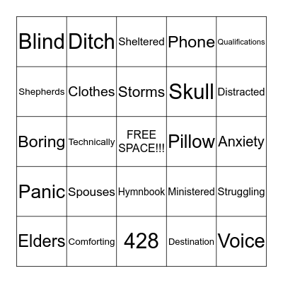 Sermon Bingo 3/15/15 Bingo Card