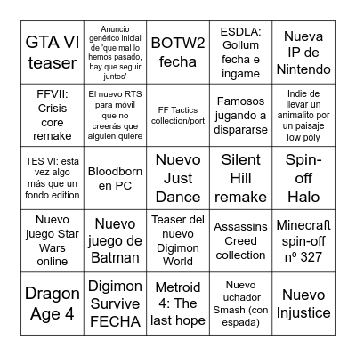 E3 2021 & Summer fest Bingo Card