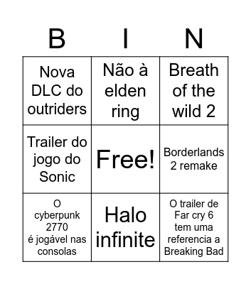E3 Bingo Card