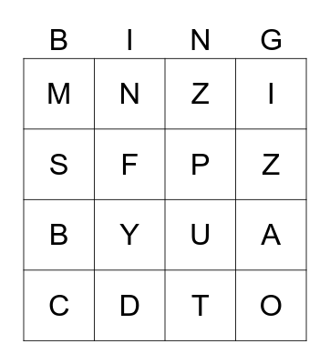 ABC Bingo Card