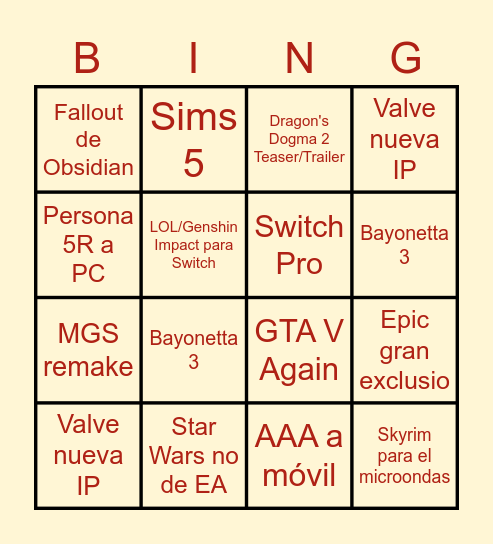 SEMANA E3 Bingo Card