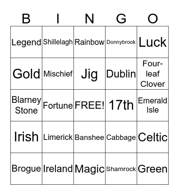 St. Patty's Day Bingo Card