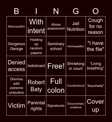 Sharlena Testimony Bingo Card