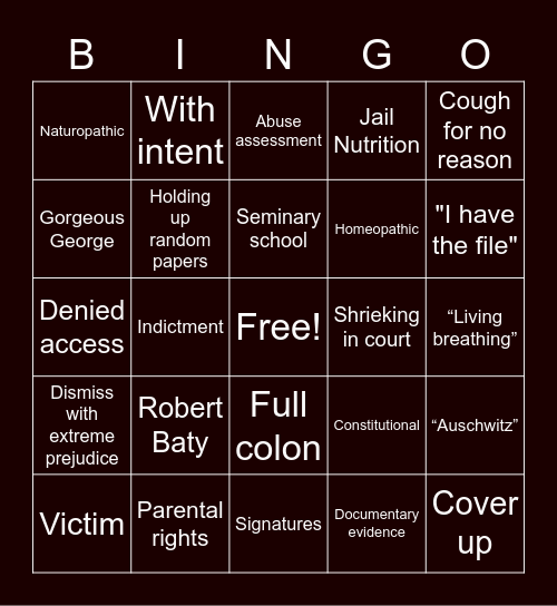 Sharlena Testimony Bingo Card