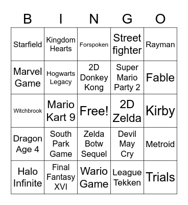 E3 - 2021 Bingo Card