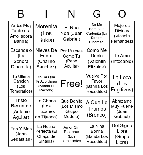 CIT MUSIC BINGO Card