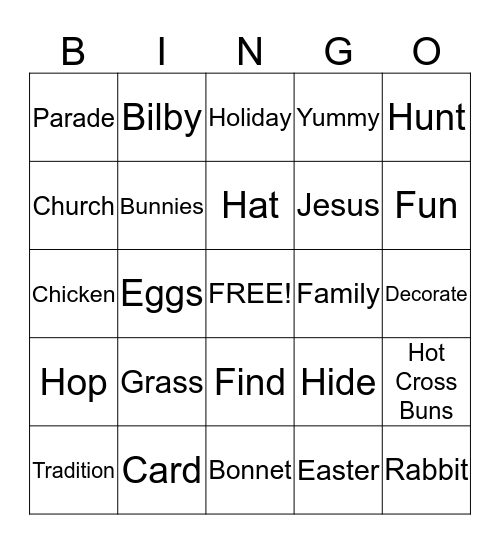 Easter Bingo Card