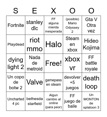 E3 del manuel Bingo Card