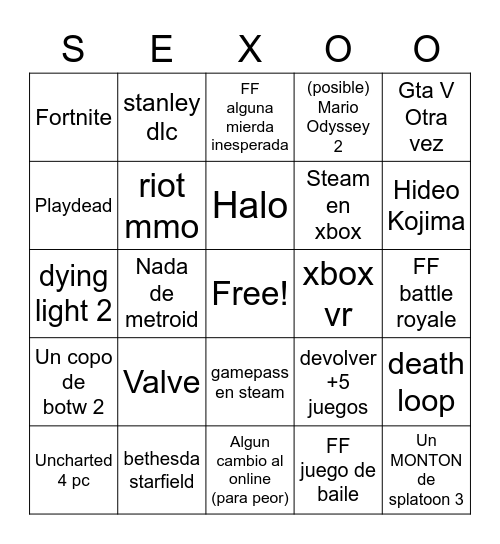 E3 del manuel Bingo Card