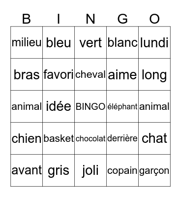 ça rime! Bingo Card