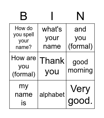 Buenos días Bingo Card